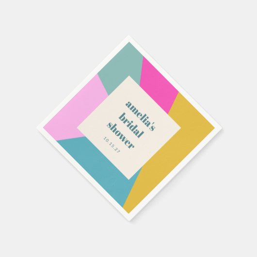 Serviette En Papier Fête de Mariage Personnalisée Unique Géométrique C (Coin)