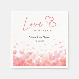 Serviette En Papier Fête de mariage Pink & Red L'amour est dans l'air
