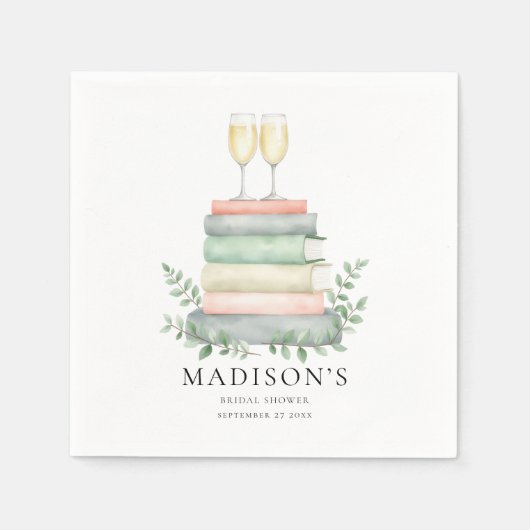 Serviette En Papier Fête de Mariage Prosecco 'Un Nouveau Chapitre Livr (Devant)