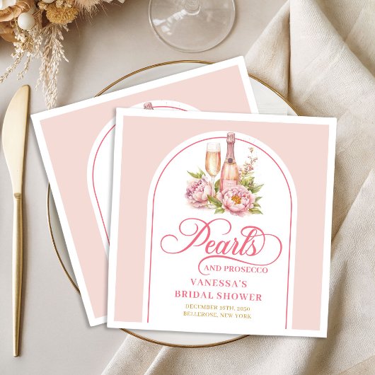 Serviette En Papier Fête de mariage raffinée perles et Prosecco