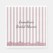Serviette En Papier Fête de mariage rayures roses et dentelle (Devant)