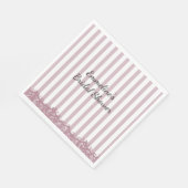 Serviette En Papier Fête de mariage rayures roses et dentelle (Coin)