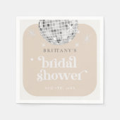 Serviette En Papier Fête de mariage rétro disco groovy argenté  (Devant)