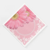 Serviette En Papier Fête de mariage rose et dentelle blanche Réception (Coin)