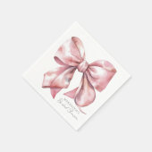 Serviette En Papier Fête de Mariage Rose Foncé Ruban (Coin)