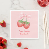 Serviette En Papier fête de mariage rose fraise (En situation)
