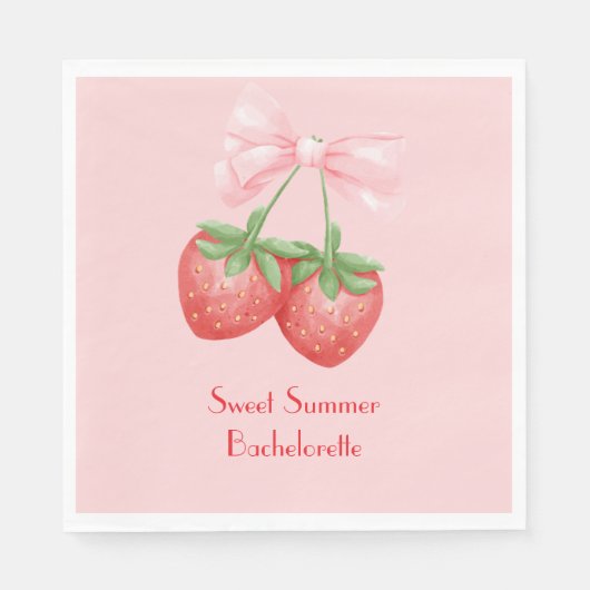 Serviette En Papier fête de mariage rose fraise (Devant)