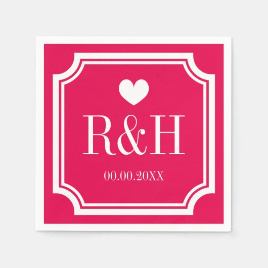 Serviette En Papier Fête de mariage rose Fuchsia (Devant)