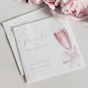 Serviette En Papier Fête de mariage rose perles et prosecco