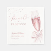 Serviette En Papier Fête de mariage rose Perles et Prosecco (Devant)