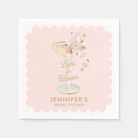 Serviette En Papier Fête de mariage rose tendre Love in Bloom (Devant)