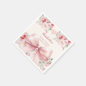 Serviette En Papier Fête de mariage ruban rose crème fleurs bouteille (Coin)