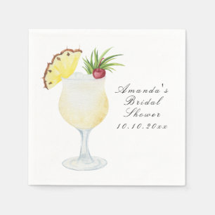 Serviette En Papier Fête de mariage thème cocktail aquarelle Pina Cola