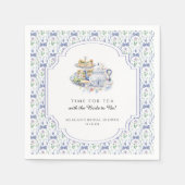 Serviette En Papier Fête de mariage thème coquette fleurs bleues pour  (Devant)