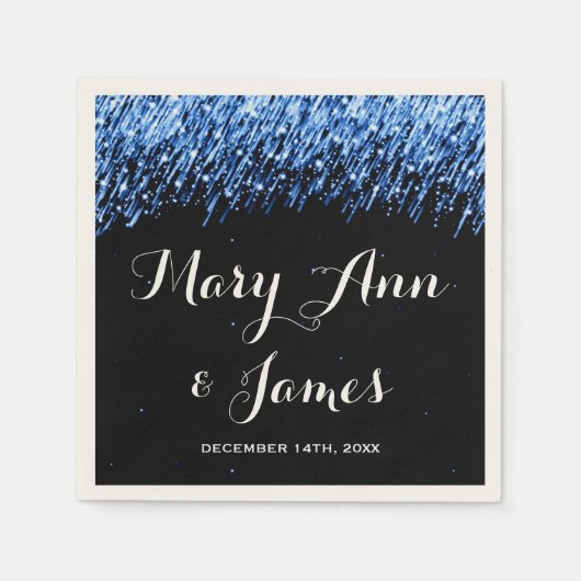 Serviette En Papier Fête de Mariage Tombant Étoiles "Sapphire Blue" (Devant)