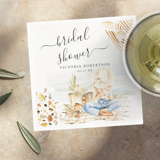 Serviette En Papier Fête de Mariage Tropicale sur la Plage