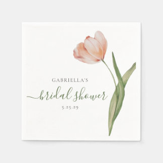 Serviette En Papier Fête de mariage tulipe aquarelle verte