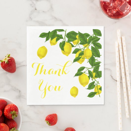 Serviette En Papier Fête de mariage verte au Merci jaune (En situation)