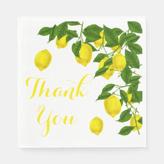 Serviette En Papier Fête de mariage verte au Merci jaune (Devant)