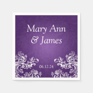 Serviette En Papier Fête de Mariage Vintage Fils 2 Violet