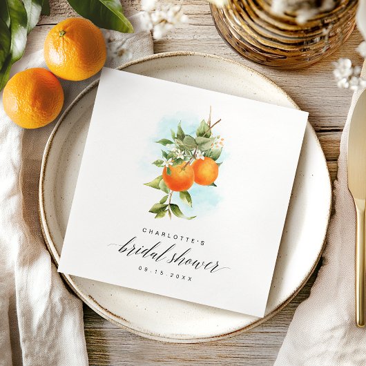 Serviette En Papier Fête de mariage Watercolor Oranges Citrus