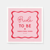 Serviette En Papier Fête de mariage Wavy Retro rose et rouge Future Ma (Devant)