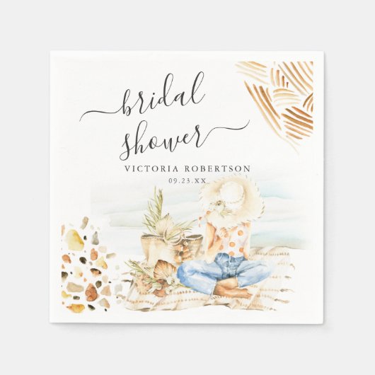 Serviette En Papier Fête de Mariée Plage Tropicale (Devant)