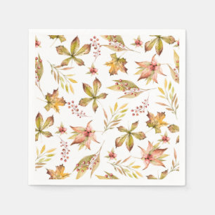 Serviette En Papier Fête de motif botanique automnal aquarelle Bohème