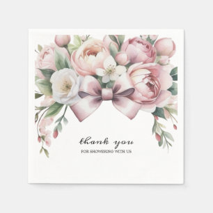 Serviette En Papier Fête de Naissance à l'aquarelle avec un nœud coque