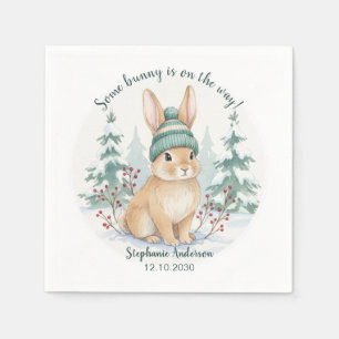Serviette En Papier Fête de naissance aquarelle Bunny Woodland Hiver