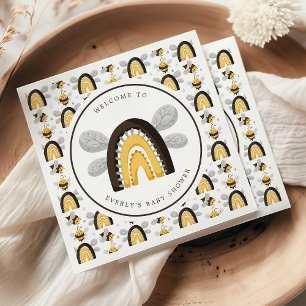 Serviette En Papier Fête de naissance arc-en-ciel abeille bourdon bébé