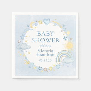 Serviette En Papier Fête de naissance arc-en-ciel aquarelle garçon