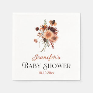 Serviette En Papier Fête de naissance automne floral terracotta