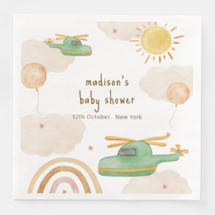 Serviette En Papier Fête de naissance aventure hélicoptère avion Bohèm