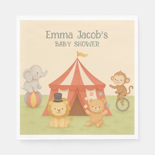 Serviette En Papier Fête de Naissance Bébé 3 Chapiteaux (Devant)
