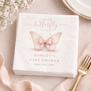 Serviette En Papier Fête de Naissance Bébé Arc-en-ciel Papillon Rose P