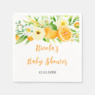 Serviette En Papier Fête de Naissance Bébé Citron Orange