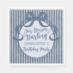 Serviette En Papier Fête de naissance Bébé en Jean Bleu Coquette en De