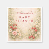Serviette En Papier Fête de Naissance Bébé Fleur de Fraisier (Devant)