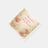 Serviette En Papier Fête de Naissance Bébé Fleur de Fraisier (Coin)