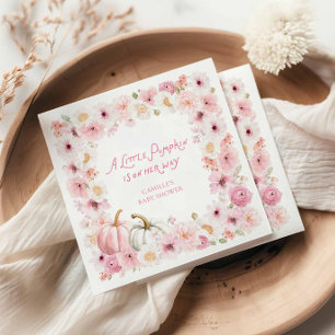 Serviette En Papier Fête de naissance de bébé fille Citrouille Rose Au