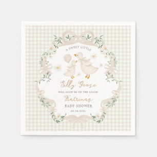 Serviette En Papier Fête de naissance de bébé fleurie avec un nœud pap