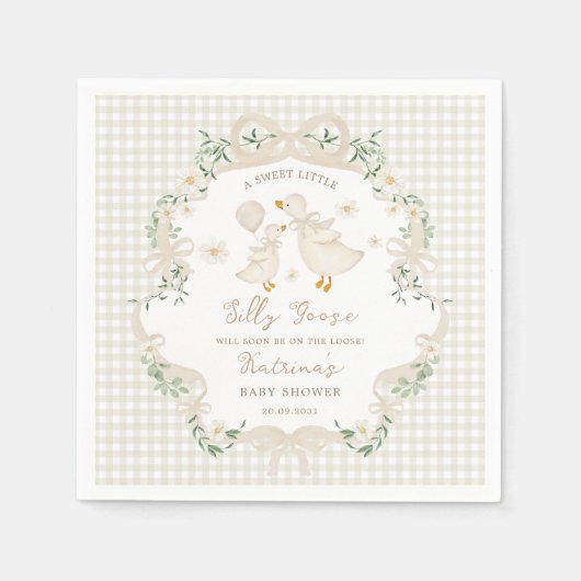 Serviette En Papier Fête de naissance de bébé fleurie avec un nœud pap (Devant)