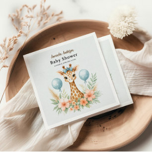 Serviette En Papier Fête de Naissance de Bébé Girafeau Garçon Safari