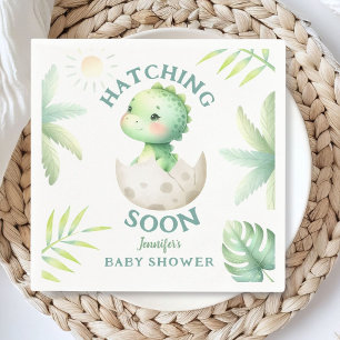Serviette En Papier Fête de naissance de dino mignon genre neutre 