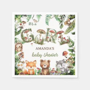 Serviette En Papier Fête de naissance de fille en forêt