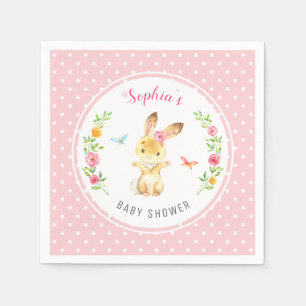 Serviette En Papier Fête de naissance de lapin rose à pois Sprinkle