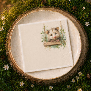 Serviette En Papier Fête de naissance de l'opossum forestier • Neutre