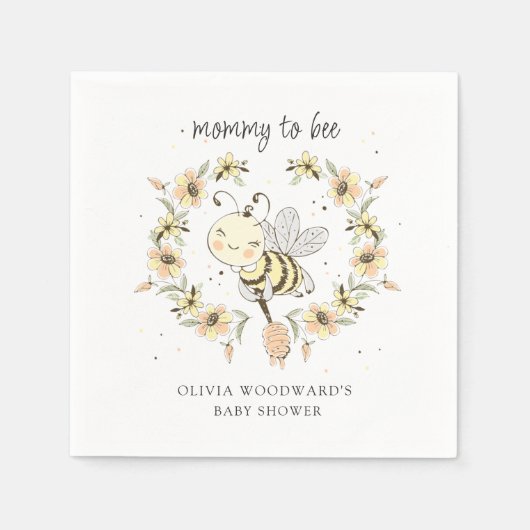 Serviette En Papier Fête de naissance de Maman Abeille (Devant)