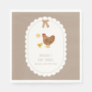 Serviette En Papier Fête de naissance de poussin de cottagecore marron